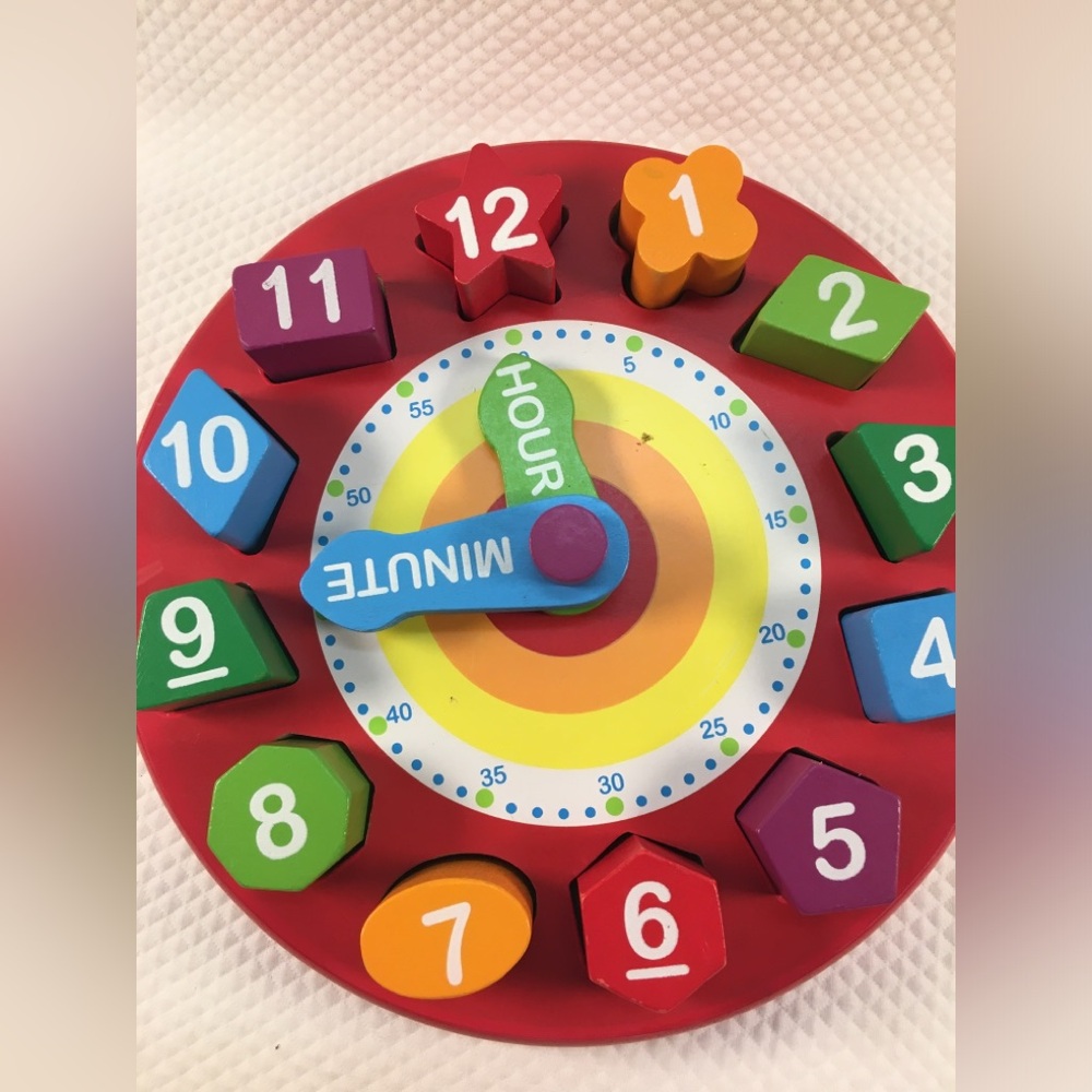 Melissa and Doug Shape Sorting Wooden Clock with 12 Blocks Educational Number